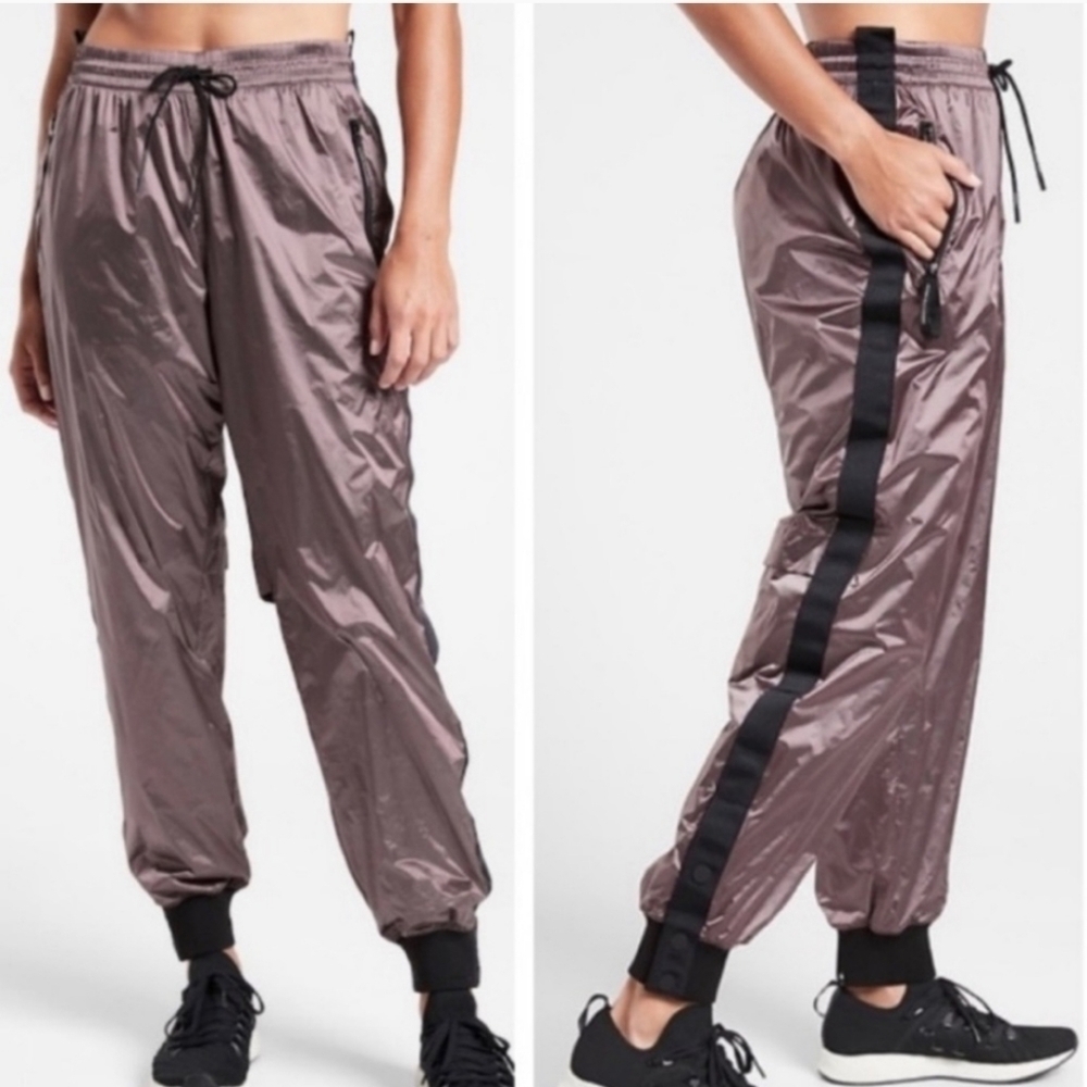 ATHLETA x Allyson Felix, Legend Luxe Track Pant, Black/Dark Purple Grey, Size SP - Picture 4 of 16